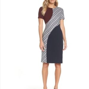 Eliza J - Tweed Block Office Midi-Dress